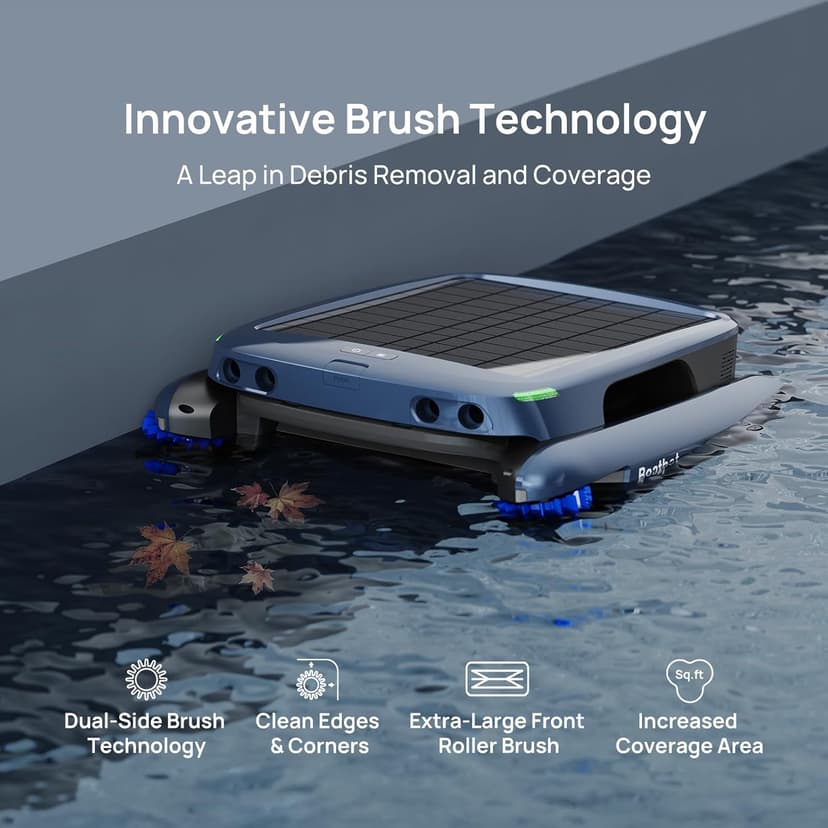 (2025 Upgrade) Beatbot iSkim Ultra 24/7 Cleaning Solar Powered Pool Skimmer with Water Clarification System & APP Control, Voice Broadcast, Dual Charging Options, Edge & Corner Cleaning, Blue