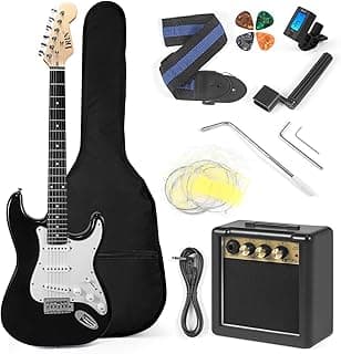 Jdfdexc Electric Guitar 39" inch Complete Beginner Starter kit Full Size with Amplifier,Complete Starter Set for Newcomers Electric Guitar Kit with Bag,Capo, Strap, String,Cable, Picks