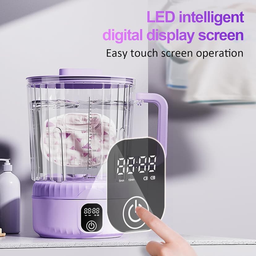 Underwear Washing Machine, Upgrade 2.5L Handle Portable Small Mini Washing Machine for Underwear & Small Clothes, Rechargeable Travel Laundry Washer With Deep Cleaning, for Apartments, Dorms, RVs