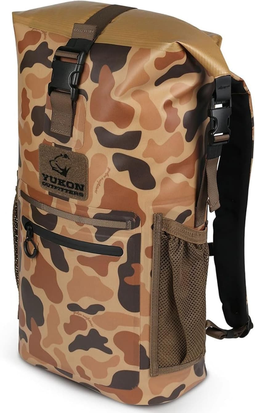 Yukon Outfitters Castor Waterproof Backpack | Roll-Top Dry Bag w/Padded Straps |Durable 25.5L Pack for Hiking & Outdoor Gear - Vintage Camo