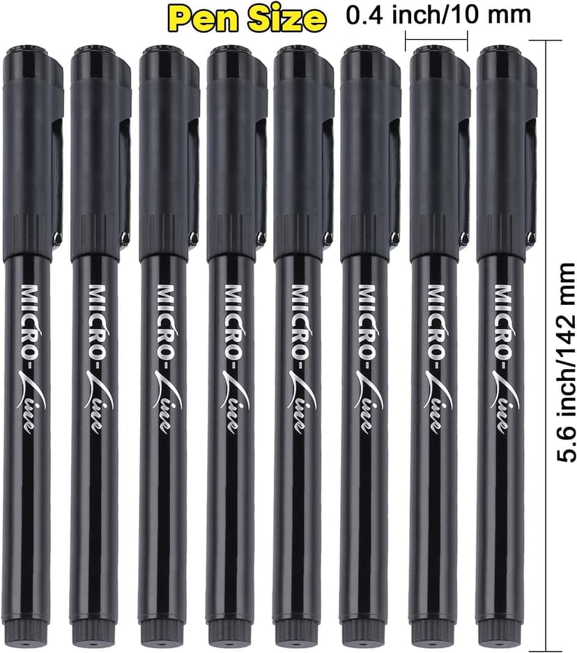 Dyvicl Hand Lettering Pens, Calligraphy Brush Pens Art Markers for Beginners Writing, Sketching, Drawing, Illustration, Scrapbooking, Journaling, Black Ink Pen Set, 8 Sizes