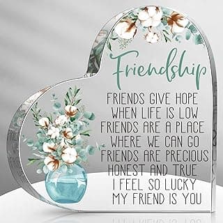 Spiareal Gift for Friend Friendship Women Friend Friendship Birthday Cheer up Gift Acrylic Heart Butterfly Keepsake Paperweight for Home Office Table Shelf(Classic)
