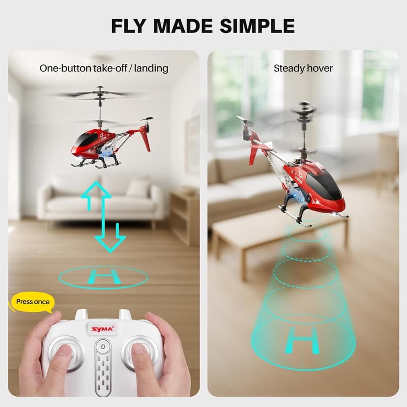 SYMA S107H-E RC Helicopter for Kids 8-12 and Beginners, Remote Control Helicopter with Altitude Hold, 2 Speed Modes, Whole Alloy Toy for Boys Girls Indoor Gift