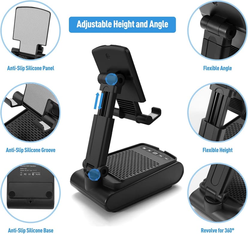 Gifts for Men, Cell Phone Stand with Wireless Bluetooth Speaker, Birthday Gifts for Mens Dad Boyfriend, Cool Gadgets for Men, Anniversary Ideas Gift, Compatible with iPhone/iPad/Samsung Galaxy