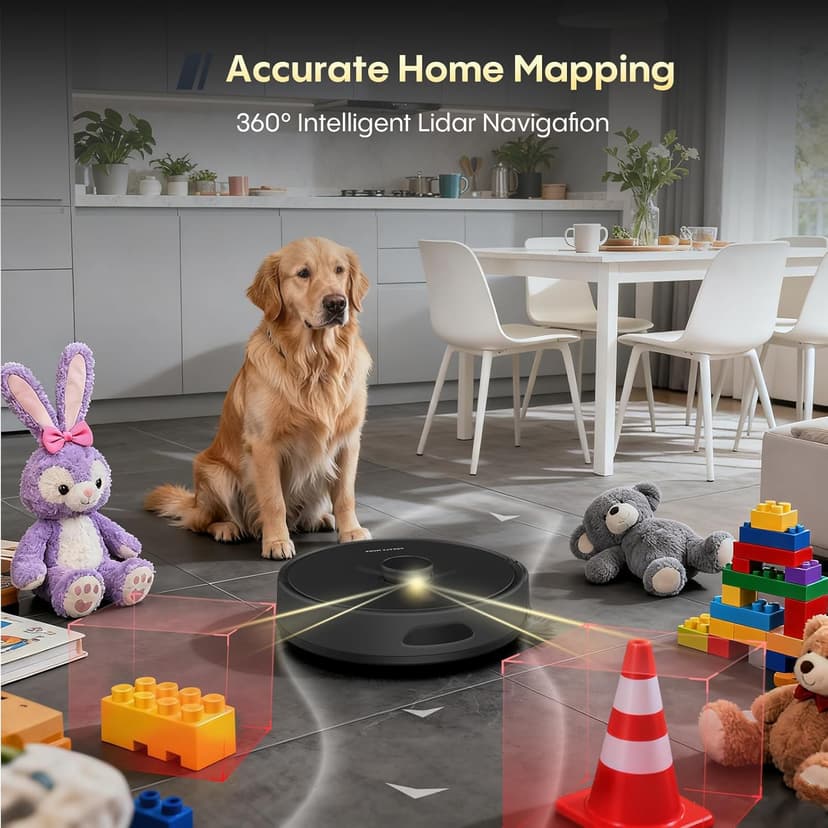 Robot Vacuum and Mop, Self Emptying Station for 90 Days, 5000Pa Suction, 3-in-1 LiDAR Navigation, Home Mapping, No-Go Zones, Wi-Fi/App/Alexa, Hard Floors, Carpet