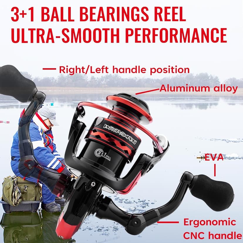 Ice Fishing Rod and Reel Combo, 27" Medium Light Spinning Ice Fishing Pole