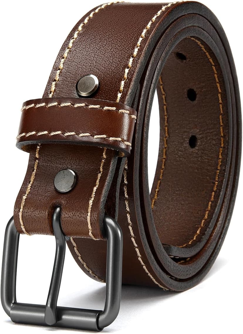 YOETEY Leather Gun Belt for Men - 1.5" Heavy Duty Belt for Work CCW