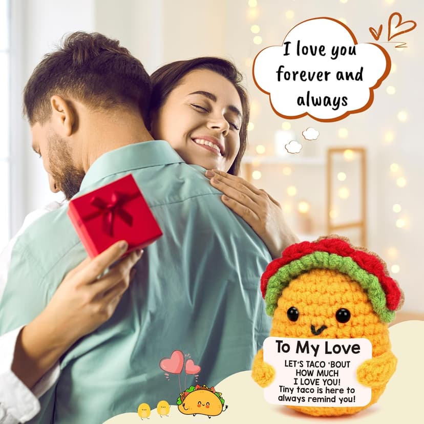 Boyfriend Husband Anniversary I Love You Gifts for Her Him Women Girlfriend Wife Birthday Unique Gift Idea, Handmade Crochet Taco Couples Romantic Valentines Christmas Small Wedding Gifts - To My Love