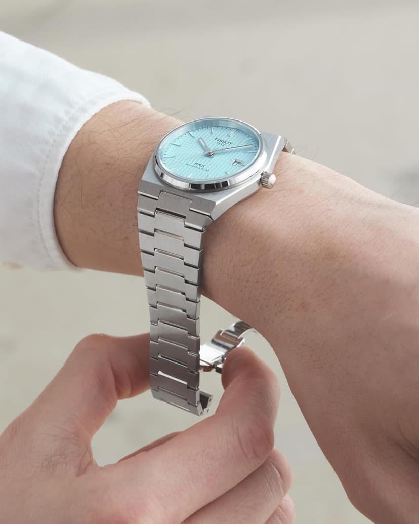 Tissot PRX Powermatic 80 316L Stainless Steel case, Swiss Automatic Watch for Men & Women, Ice Blue Dial, Stainless Steel, (T1374071135100)