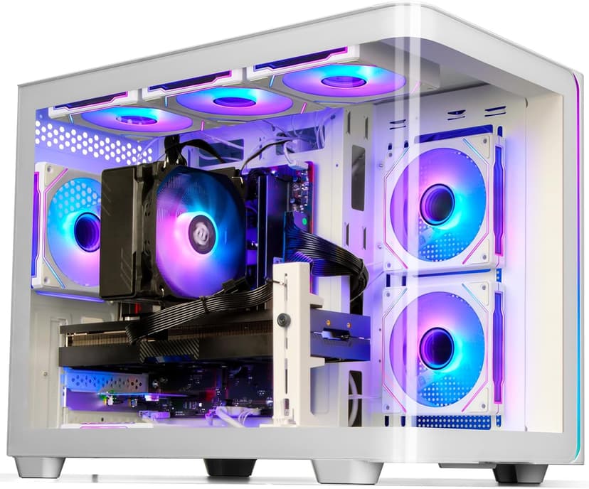 LXZ Gaming PC Desktop - Ryzen 7 9700X, Radeon RX 9060 XT 16GB, 32GB DDR5 RAM, 2TB NVMe 4.0 SSD, 850W PSU - Ready for 1440p & 4K 8K Gaming, VR, and Streaming Tower Computer (White)