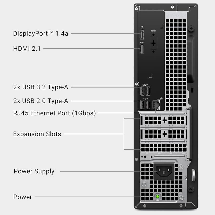 Dell Slim Desktop ECS1250 - Intel Core Ultra 5-225 Processor, Intel UHD Graphics, 16GB Memory, 512GB M.2 SSD, 3.0 SD Card Reader, Dell Wired Keyboard and Mouse, Windows 11 Home, Onsite+Migrate Service