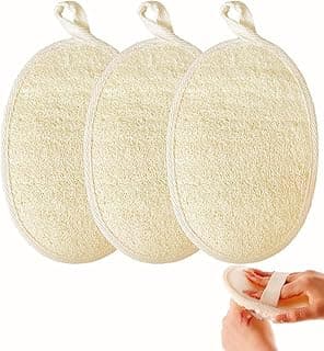haikuluo Natural Loofah Exfoliating Body Scrubber,Bath Shower Loofah Sponge for Women and Men,Made with Biodegradable Shower luffa Sponge,for Face and Body That Gets You Clean(3 PC)