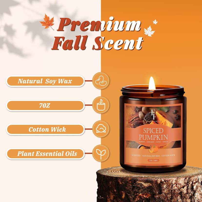 Fall Candles Set, 4 Pack Candles for Home Scented Natural Soy Wax, Autumn Gifts Set for Women Men, Fall Fragrance of Pumpkin/Cinnamon/Vanilla Cupcake/Apple B0F66HVPDY