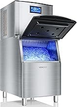 Commercial Ice Maker Machine 680LBS/24H, 1200W Industrial Ice Machine with 560LBS Stainless Steel Storage Bin, Air Cooled Modular Ice Cube Machine (Silver)