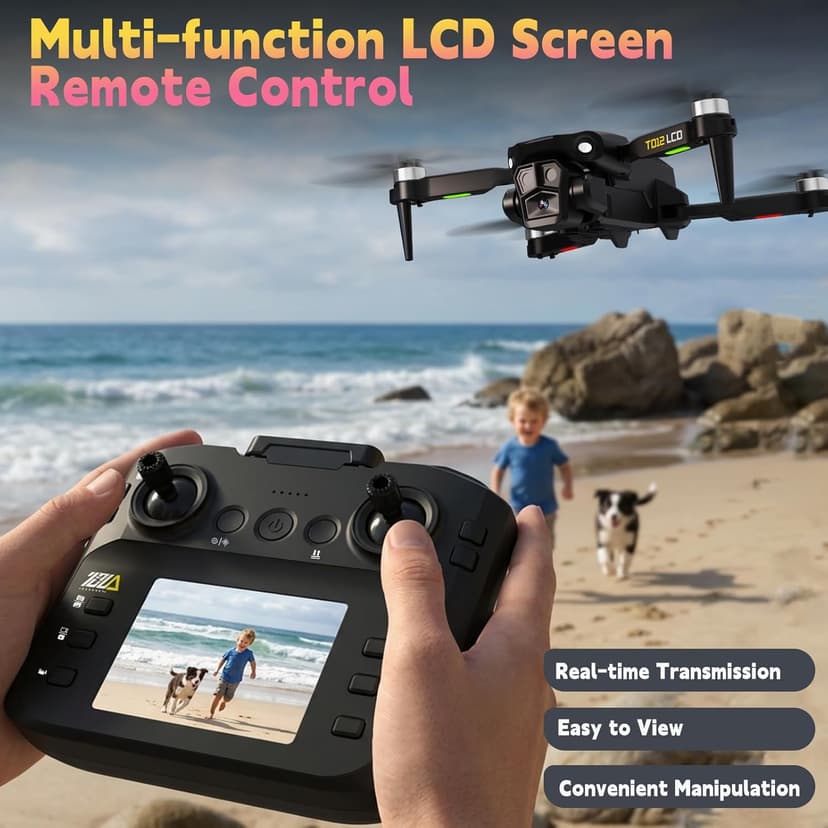 Drone with Camera for Adults 4K LCD Screen RC FPV Drone with Brushless Motor Live Video UHD, Drones for Adult Foldable Mini Quadcopter for Beginner 360° Flips, Support 32G SD Card MAX Under 250g Gifts