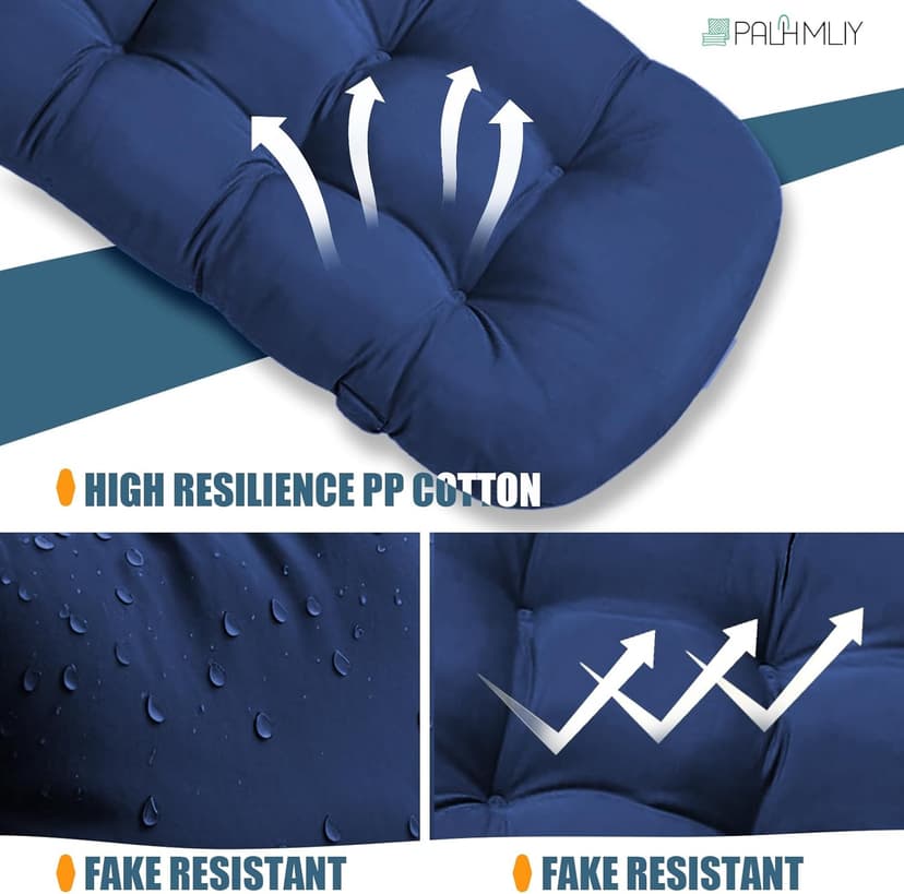 High Back Patio Chair Cushion, Outdoor Adirondack Chair Cushion Thick Seat Pad, Indoor Outdoor Chair Pad for Garden Furniture, 49x20x5 Inch, 2Pack (Blue)