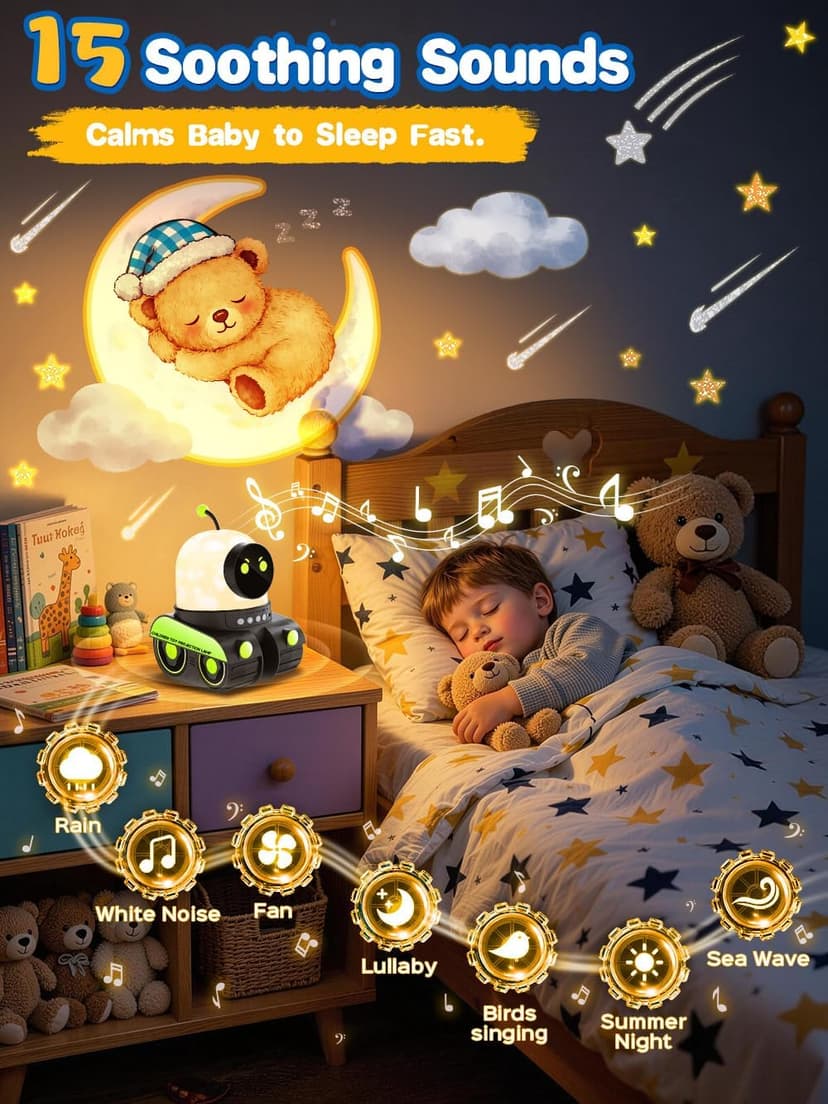 Montessori Car Toys for 1-3 Year Old Boys, Learning Toddler Birthday Gifts,15 White Noise Sounds,Remote Timer Rechargeable Montessori Toys for Boys 1-3 Year Old Gifts,19 Films Train Projector Light B0H1QJXVGG