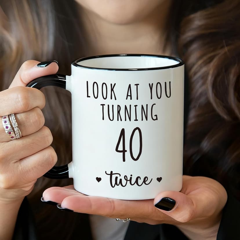 Funny 80 Year Old Birthday Mug Gifts for Women Men, Look at You Turning 40 Twice, Unique Milestone birthday mugs for Mom, Dad, Grandma, Grandpa Turning 80, Novelty Joke 11oz Mugs Gift Ideas-333