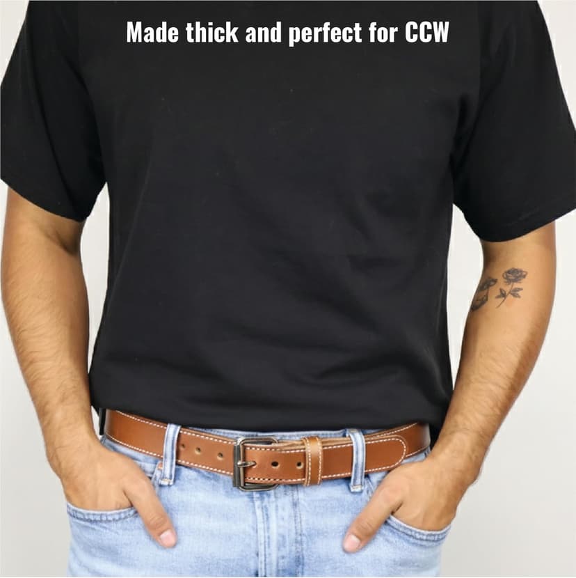 Daltech Force Roughcut® - Concealed Carry CCW Natural Leather Gun Belt 15-17 oz Full Grain Leather Belt