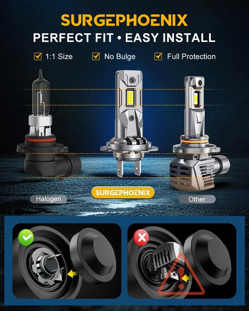 H7 Light Bulbs, 50000LM Super Brighter, 1:1 Mini Size,6500K Cool White Tail Light Covers H7 Fog Light Bulbs or Off Road Light Pack of 2