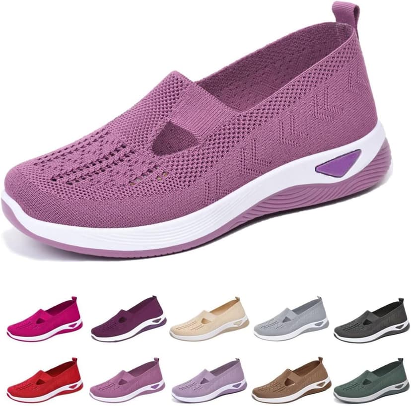 EURO JOY Orthopedic Walking Shoes for Women,2025 New Orthowalkway Womens Shoes,Woven Orthopedic Breathable Walking Sneaker Non-Slip Arch Support Slip on Shoes