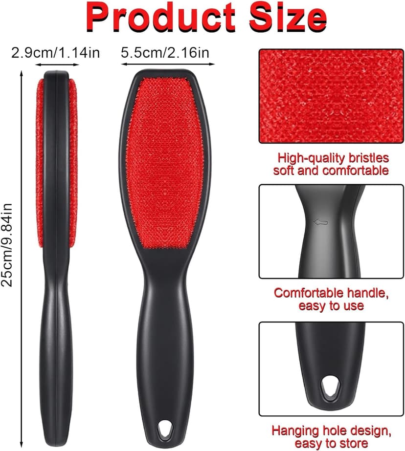 3 Pack Lint Brushes for Clothes, Double-Sided Lint Remover Brush, Reusable Pet Hair Remover, Sheet and Carpet Cleaning Brush for Clothes Sheet Carpet Furniture Fabric