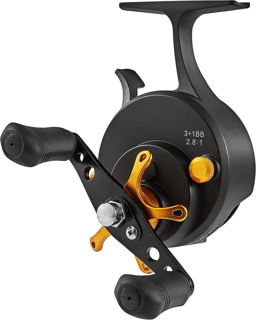 Bigchub Inline Ice Fishing Reel, CNC Machined Aluminum Spool, 3+1 Ball Bearings, 2.8:1 Gear Ratio, Ultra Smooth, Adjustable Star Drag, Freespool, Magnetic Drop System