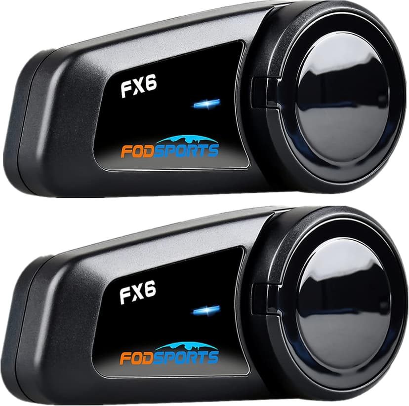 Fodsports FX6 Motorcycle Bluetooth Headset, 6 Riders Group Motorcycle Intercom Bluetooth, 1000M Motorbike Helmet Communication Systems/Voice Command/Universal Pairing/FM Radio(2 Pack)