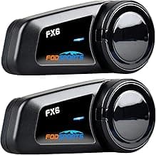Fodsports FX6 Motorcycle Bluetooth Headset, 6 Riders Group Motorcycle Intercom Bluetooth, 1000M Motorbike Helmet Communication Systems/Voice Command/Universal Pairing/FM Radio(2 Pack)