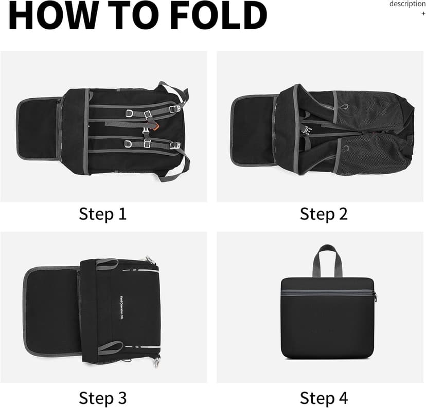 35L Lightweight Packable Backpack – Durable Foldable Daypack for Travel, Hiking, and Gym (Black)