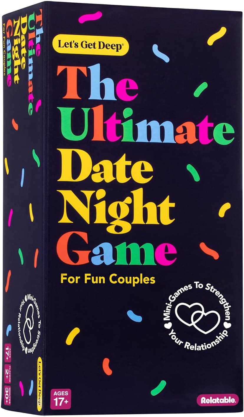 The Ultimate Date Night Game by Relatable, Great for Couples Games and Stay at Home Date Night Ideas, From The Makers of Let's Get Deep Relationship Card Game, Includes 300 Cards & Spinner