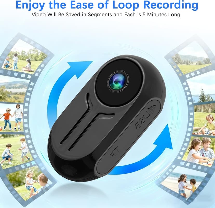 Tkiplay Mini Thumb Sports Action Camera, FHD 1080P Body Camera with Audio, Small Body Cam, Magnetic Wearable POV Vlogging Camera with Night Vision, Loop Record, Accessories