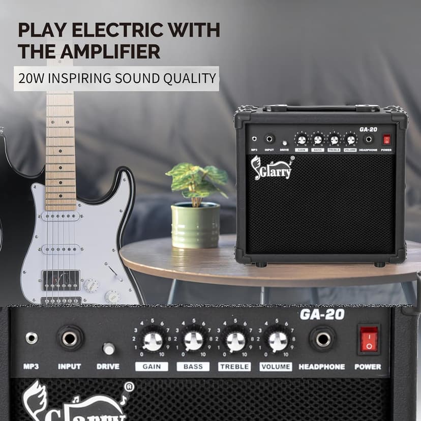 GLARRY Electric Guitar Amp, Portable Guitar Tube Amp with Headphone MP3 Input, 20W Practice Guitar Combo Amplifier Speaker Accessories with Bass, Volume, Treble, and Middle Controls