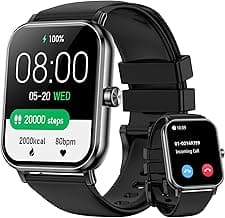Smart Watch for Men Women, 1.85" HD Fitness Tracker with Bluetooth Calls, 5 ATM Waterproof, 130+ Sport Modes, 24/7 Heart Rate/Sleep Monitor, Pedometer, Calories, Smartwatch for iOS Android (Black)