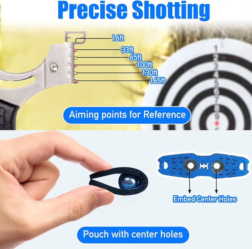 Slingshot, Stainless Steel Slingshots for Adults, Sling Shot for Hunting and Shooting Practice, Come with 3 pcs Flat Rubber Bands and a Storage Case