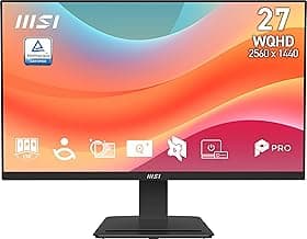 msi PRO MP273Q E7 27-inch IPS 2560 x 1440 (QHD) Computer Monitor, 75Hz,Adaptive-Sync, HDMI, DP Port, VESA Mountable, Tilt, Speaker, 1ms, Black