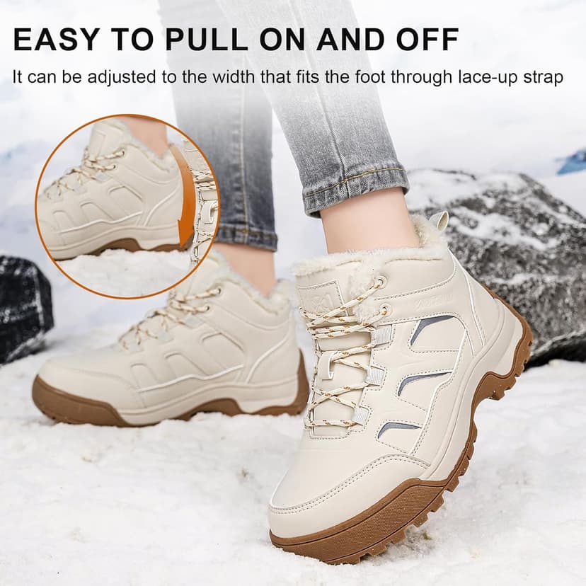 MAIZUN Winter Boots for Women Snow Warm Non-Slip Hiking Ankle Booties for Women Faux Fur Outdoor