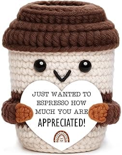 Thank You Gifts for Coworkers Teacher Nurse Employee Christmas Farewell Appreciation Office Desk Decor Mini Coffee Lover Gift Appreciation Gift for Women Men Coworkers Thank You Gift Crochet Coffee Cup B0FQTJYVLP