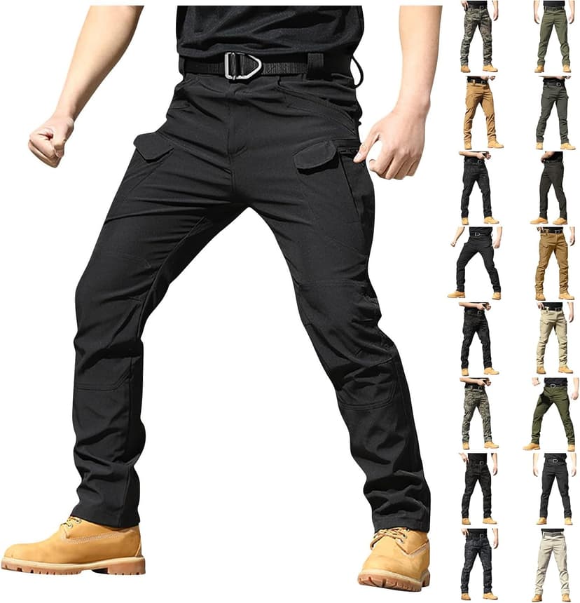 tobchonp Tactical Pants for Men Relaxed Fit Stretchy Work Pants Baggy Cargo Camo Pants Flex Carpenter Pant Multi Pockets