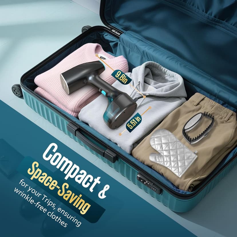 Steamer for Clothes, 1900W Strong Penetrating Steam Portable Handheld Garment Steamer Clothes Steamer with 3 Steam Settings, Fabric Brush, 300ml Big Capacity, Travel Steamers Iron Safe Removes Wrinkle