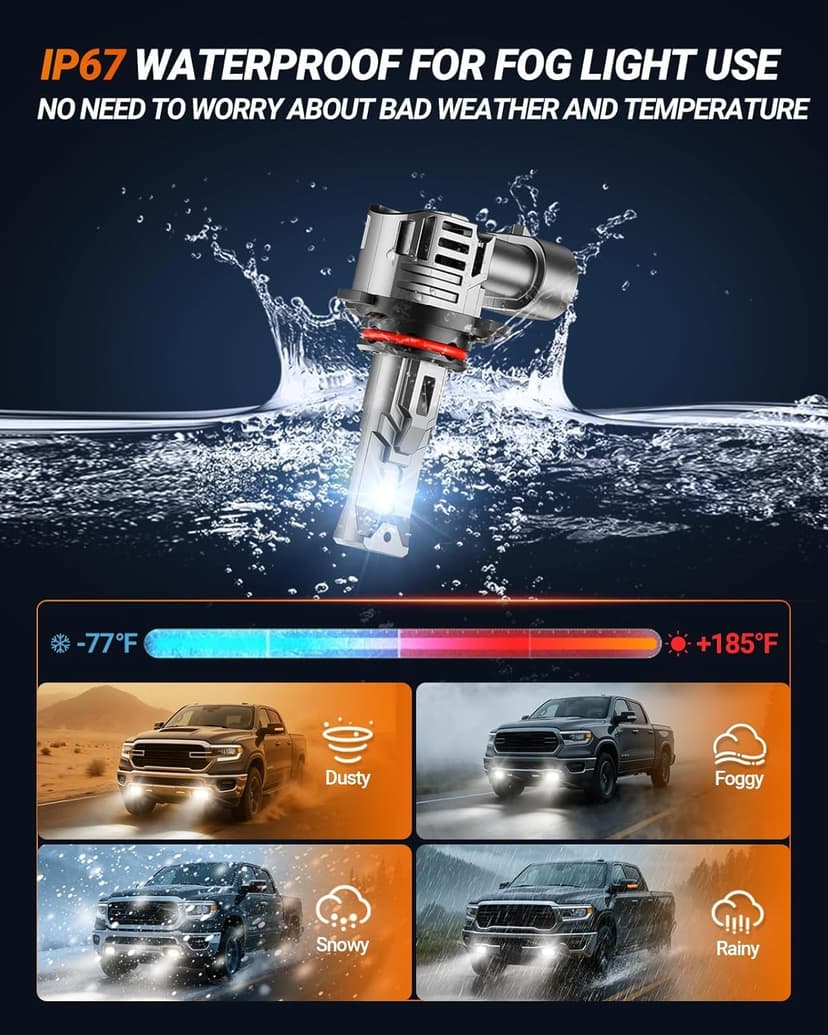 SEALIGHT 9006 Bulbs, 40000LM 6500K Fog Bulbs 1:1 Mini Size with Cooling Fan, HB4 for Powersports ATV/UTV, 3 Mins Plug-N-Play, Pack of 2