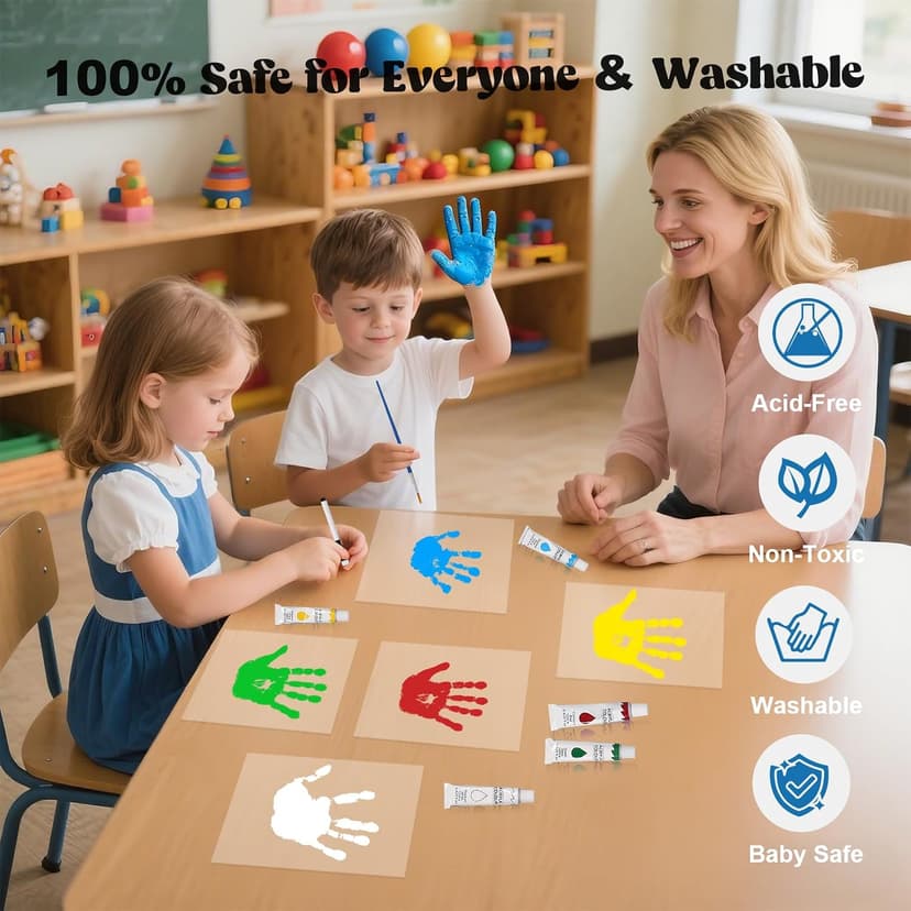 Bixinyo Family Handprint Kit with Light, Baby Hand and Footprint Keepsake Wooden Frame, Family Gifts for Mom, New Parents, Mother's Day, Adoption Gifts, 5 Non-Toxic Paints (Light, Maroon) B0GQGTNBSD