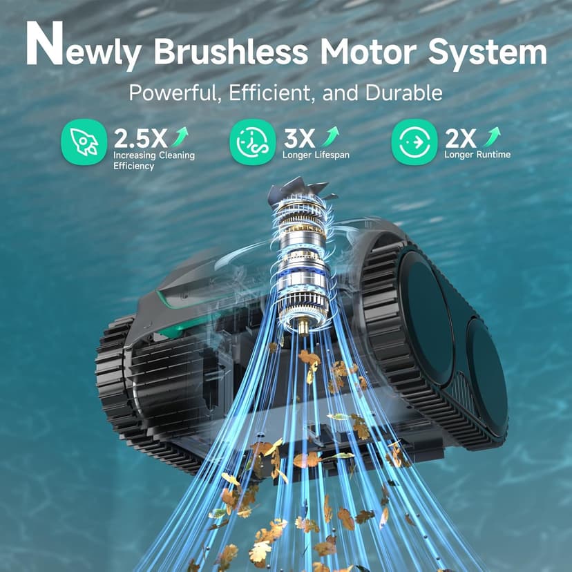 WYBOT C2 Cordless Robotic Pool Cleaner, Dual Filtration, Pool Vacumm Robot for Wall & Waterline Cleaning, Up to 180 Mins Runtime & Scheduling, Smart Navigation, for Inground/Above-Ground Pools