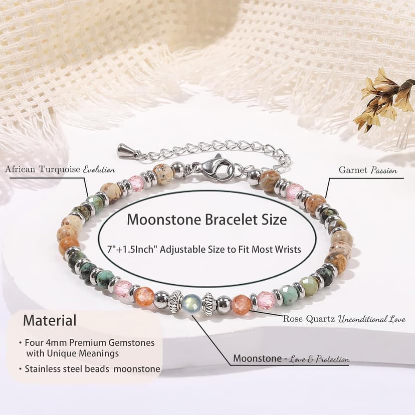 Christmas Stocking Stuffers Mothers Day Birthday Graduation Gifts Ideas Bracelets for Her Women Gifts for Women Moonstone Bracelet Meaningful Present B0FT3V1SVT