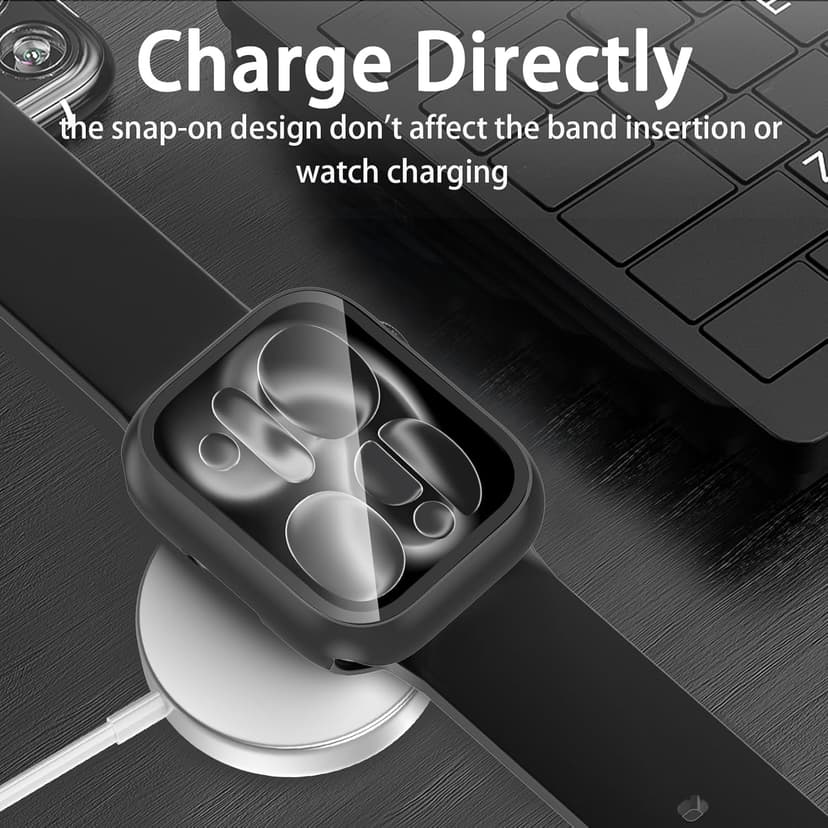 [6 Pack] Case for Apple Watch SE 3/SE 2nd Gen Series 6 5 4 SE 44mm Screen Protector with Ultra-Thin Tempered Glass, Full Coverage Anti-Scratch Hard Face Cover for iWatch 44 mm