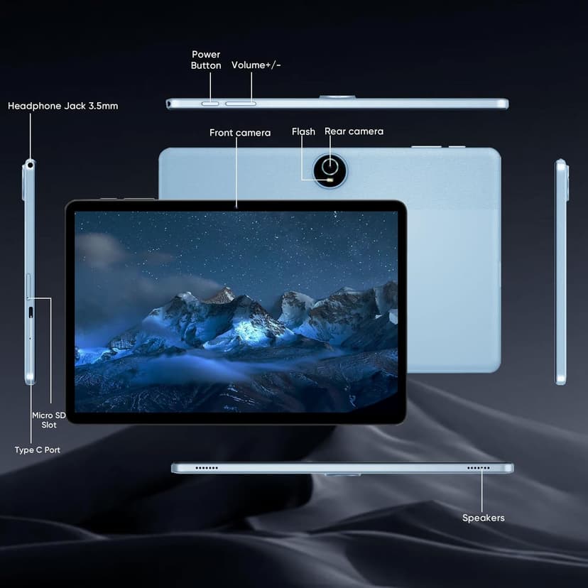 WXUNJA Android 15 Tablet,11 Inch Tablets with Octa Core Processor, 12GB RAM 128GB ROM 1TB Expand, Widevine L1, 8000mAh Battery, 2.4/5Ghz Dual WiFi/GPS/FM, 5/8MP Cameras, Case Included, Blue