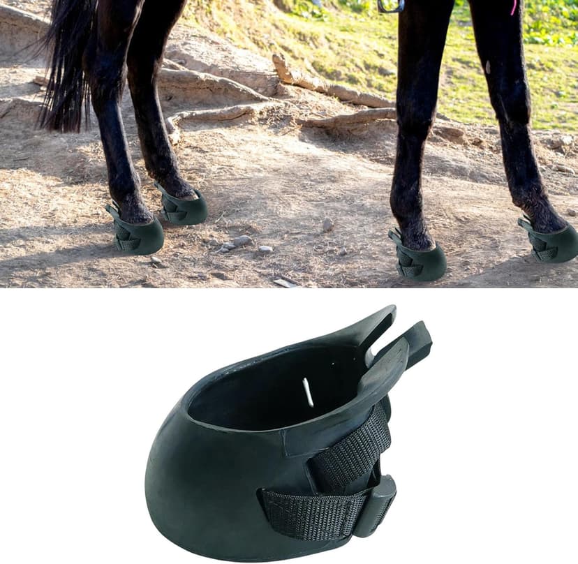 Esquirla Horse Hoof Boots Sturdy Comfortable Protective Cover Equine Hoof Protector Horses Protection Rubber for Riding Training Equestrian Supplies, L