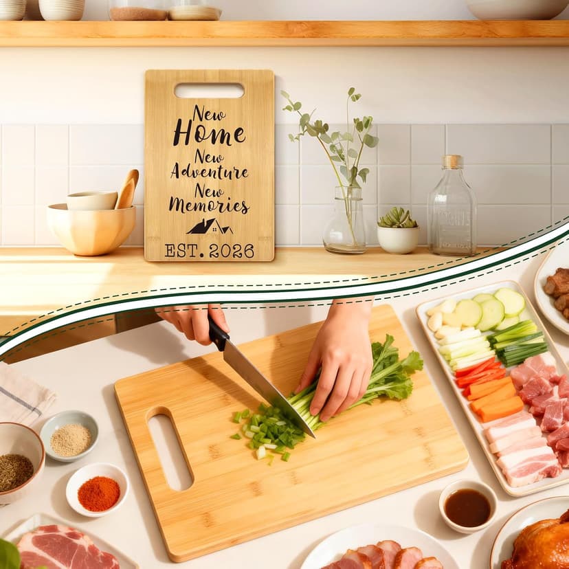 MY-ALVVAYS House Warming Gifts New Home, Perfect House Warming Gifts, New Home Gift Idea for Women Men Homeowner, New Apartment Essentials, New Home New Adventure New Memories 2026 Cutting Board B09C8LPH15