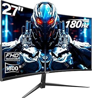 Gawfolk 27 inch Curved Gaming Monitor,144Hz/180Hz PC Monitor Full HD 1080P, Frameless 1800R Computer Display with FreeSync & Eye-Care Technology, Wall Mountable, DP, HDMI Port (Black)