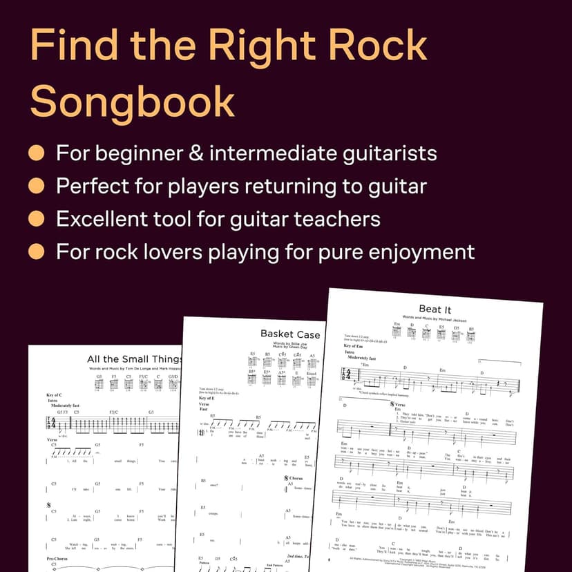 First 50 Songs You Should Play on Electric Guitar | Rock Guitar Tab Songbook for Beginners and Intermediate Players | Learn Classic Rock Riffs Solos and Chords from Nirvana Metallica Queen and More